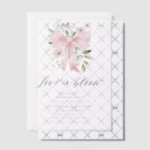 Modern Pink Bow Bloemen Liefde in Bloom Vrijgezell Vellum Uitnodigingen (Offset (Uitnodiging))