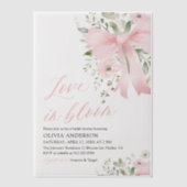 Modern Pink Bow Bloemen Liefde in Bloom Vrijgezell Vellum Uitnodigingen (Voorkant)