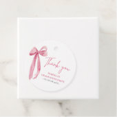 Modern Pink Bow Coquette Afstuderen Dank u Bedankjes Labels (In situ)