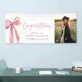 Modern Pink Bow Coquette Afstuderen Gefeliciteerd Spandoek (Beurs)