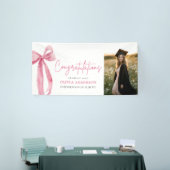 Modern Pink Bow Coquette Afstuderen Gefeliciteerd Spandoek (Beurs)