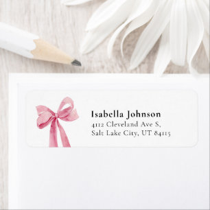 Modern Pink Bow Coquette Afstuderen Retouradres Etiket