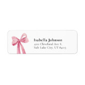 Modern Pink Bow Coquette Afstuderen Retouradres Etiket (Voorkant)