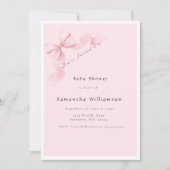 Modern Pink Bow Coquette Baby Shower Kaart (Voorkant)