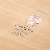 Modern Pink Bow Coquette Floral Vrijgezellenfeest Acryl Uitnodigingen (Laagn)