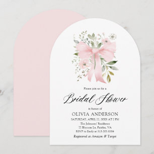 Modern Pink Bow Coquette Floral Vrijgezellenfeest Kaart