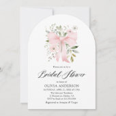 Modern Pink Bow Coquette Floral Vrijgezellenfeest Kaart (Voorkant)