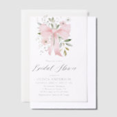 Modern Pink Bow Coquette Floral Vrijgezellenfeest Vellum Uitnodigingen (Offset)