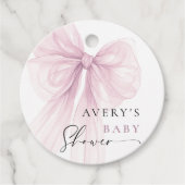 Modern Pink Bow Girl Baby Shower Bedankjes Labels (Voorkant)