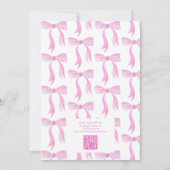 Modern Pink Bow Girl QR Code Baby shower Kaart (Achterkant)
