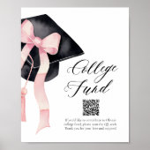 Modern Pink Bow Gradatie Pet QR Code College Fund Poster (Voorkant)