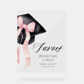 Modern Pink Bow Gradation Pet Afstuderen gunsten Acryl Bord (Voorkant)