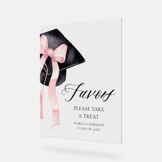 Modern Pink Bow Gradation Pet Afstuderen gunsten Acryl Bord (Hoek)