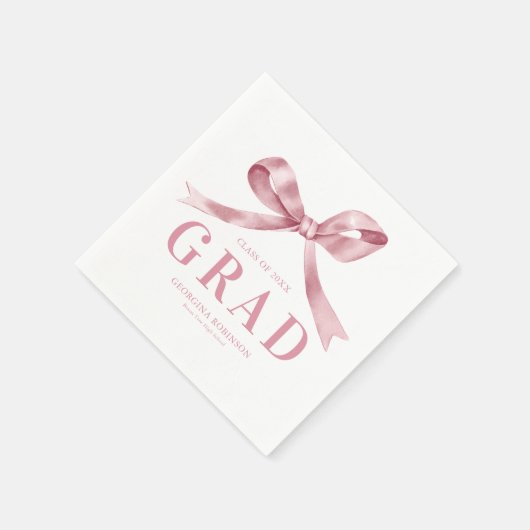 Modern Pink Bow Graduation Party Servet (Hoek)