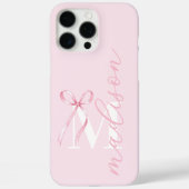 Modern Pink Bow Initiaal Monogram Case-Mate iPhone Case (Achterkant)