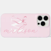 Modern Pink Bow Initiaal Monogram Case-Mate iPhone Case (Achterkant (horizontaal))