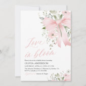Modern Pink Bow Love in Bloom Floral Vrijgezellenf Kaart (Voorkant)