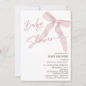 Modern Pink Bow QR Code Baby shower Kaart (Voorkant)