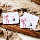 Modern Pink Bow QR Code College Fund Afstuderen Informatiekaartje