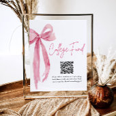 Modern Pink Bow QR Code College Fund Afstuderen Poster