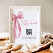 Modern Pink Bow QR Code College Fund Afstuderen Poster