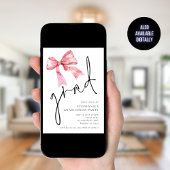 Modern Pink Bow Script Afstudeerder Afstuderen Kaart