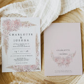 Modern Pink Brown Boho Floral Lijst Wedding Kaart