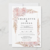 Modern Pink Brown Boho Floral Lijst Wedding Kaart (Voorkant)