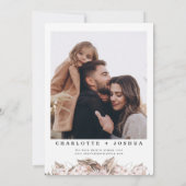 Modern Pink Brown Boho Floral Wedding Kaart (Achterkant)