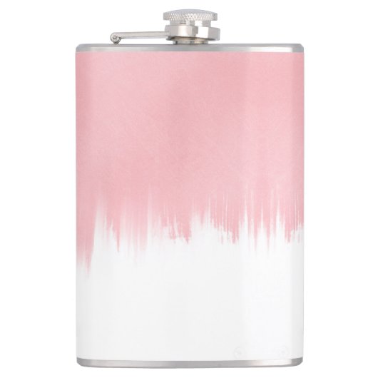 Modern Pink Brush strokes white Design Heupfles (Voorkant)