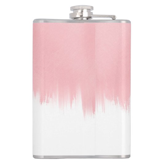 Modern Pink Brush strokes white Design Heupfles (Achterkant)