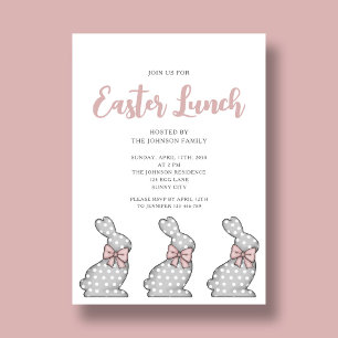 Modern Pink Bunny Easter Lunch Kaart