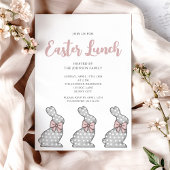 Modern Pink Bunny Easter Lunch Kaart