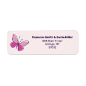 Modern Pink Butterfly Doodle Blush Retouradres Etiket (Voorkant)