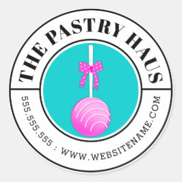 Modern Pink Cake Pop gebogen tekst Ronde Sticker