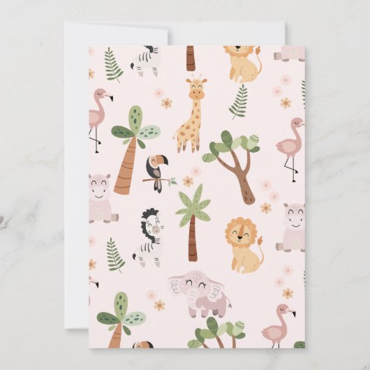 Modern Pink Calling All Party Animals Birthday Kaart (Achterkant)