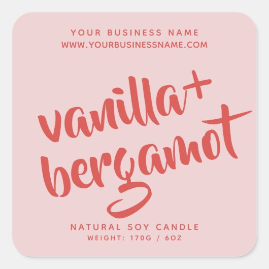 Modern pink candle product label (Voorkant)