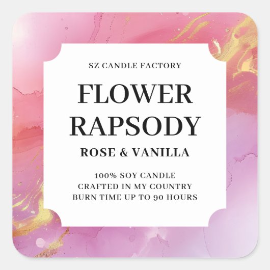 Modern Pink Candle Product Label (Voorkant)