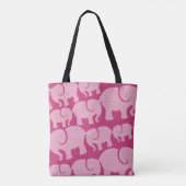 Modern Pink Checked Elephant Pattern Tote Bag (Achterkant)