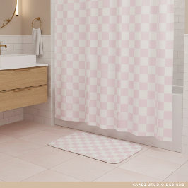 Modern Pink Checkered Pattern Badmat