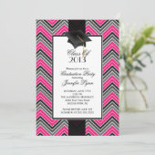 Modern Pink Chevron 2013 Graduation Party Kaart (Staand voorkant)