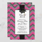 Modern Pink Chevron 2013 Graduation Party Kaart (Voorkant / Achterkant)