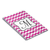 Modern Pink Chevron Monogram Initiaal Note Book Notitieboek (Rechterzijde)