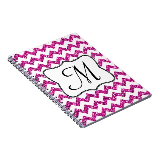 Modern Pink Chevron Monogram Initiaal Note Book Notitieboek (Rechterzijde)