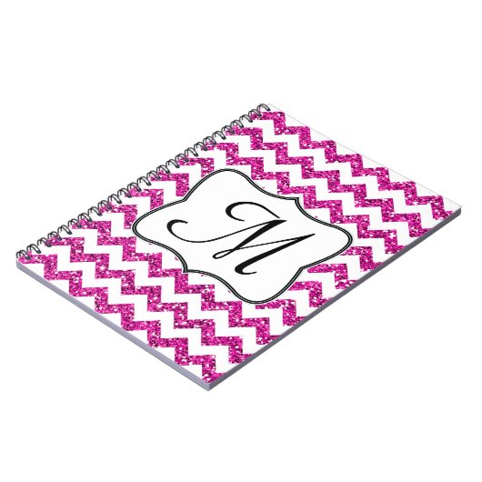 Modern Pink Chevron Monogram Initiaal Note Book Notitieboek (Linkerzijde)