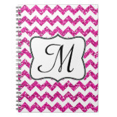 Modern Pink Chevron Monogram Initiaal Note Book Notitieboek (Voorkant)