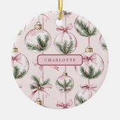Modern Pink Christmas Ornament Personalized Gift (Voorkant)