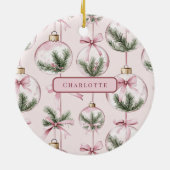 Modern Pink Christmas Ornament Personalized Gift (Achterkant)