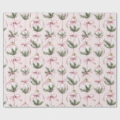 Modern Pink Christmas Ornament Wrapping Paper Cadeaupapier (Vlak)