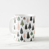 Modern Pink Christmas Tree Pattern Mug Koffiemok (Voorkant links)